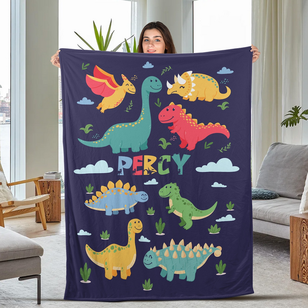 Dinosaur Blanket,Custom Baby Fleece Blanket-image