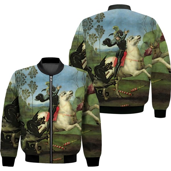 Raphael St George Painting Men's Bomber Jacket-image