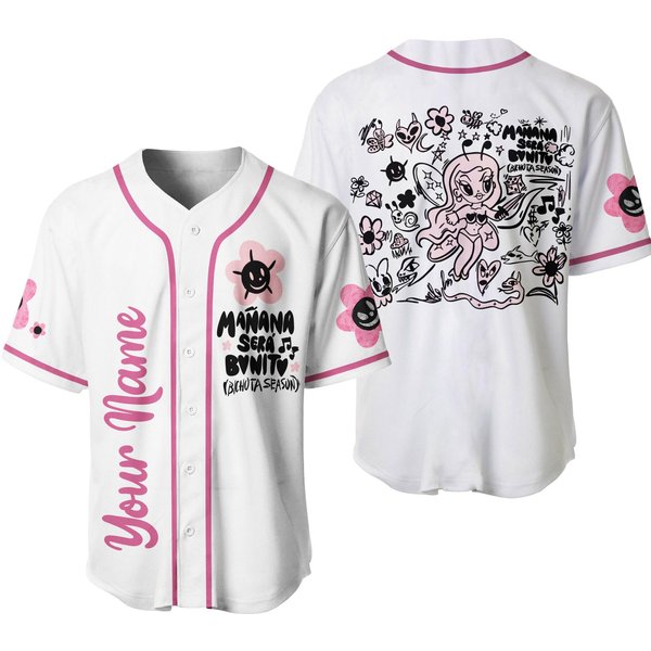 Personalized Black Karol G Pink Glitter Maana Ser Bonito Baseball Jersey-image