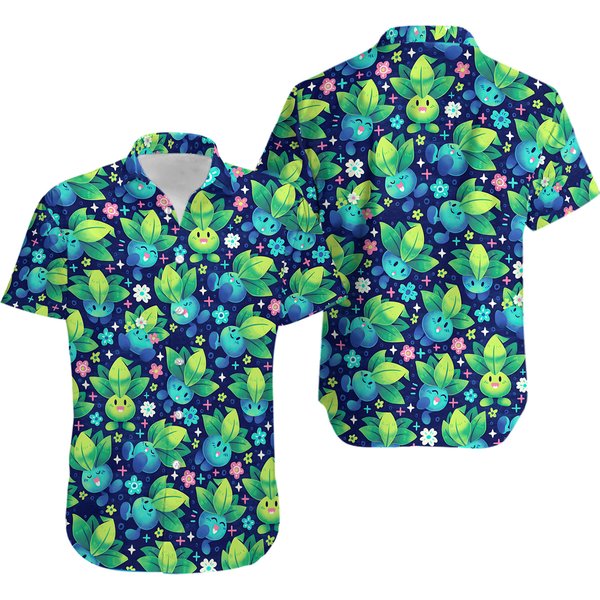 Oddish Pkm Hawaiian Shirt, Pkm 3D Button Up Shirt-image