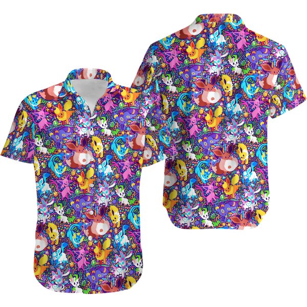 Pkm Eevee Hawaiian Shirt, Soft Hawaii Shirt-image