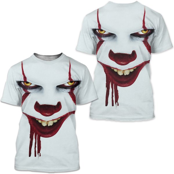 Horror Movie It Clown Costume Halloween Cosplay 3D T-Shirt-image