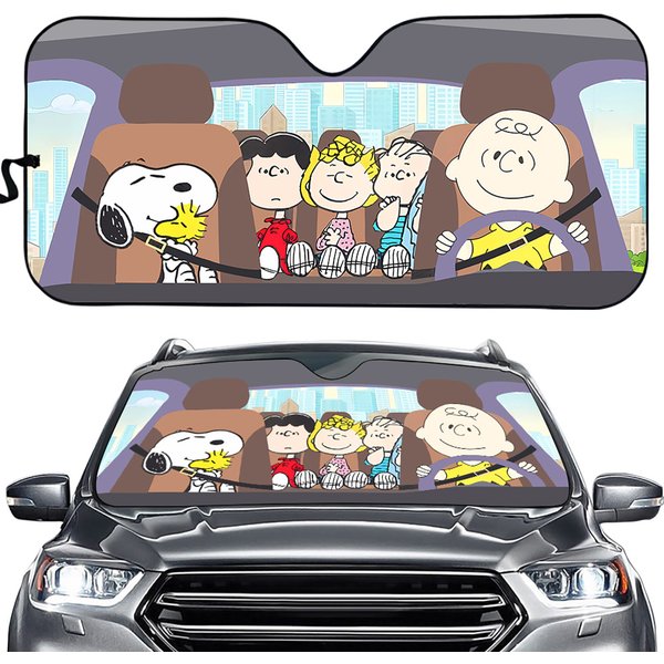 Snoopy Car Auto Sun Shade Windshield Funny Gift-image