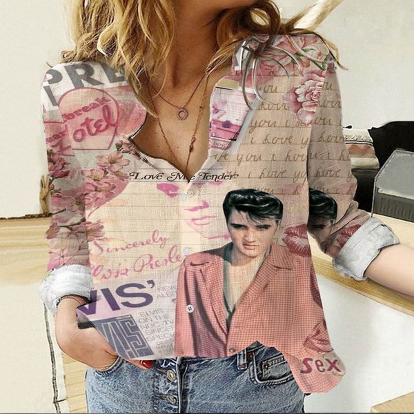 Elvis Presley Linen Shirt And Blouse For Women-image