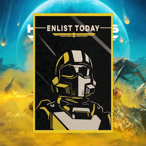 Helldivers 2 Video Game Enlist Today Inspiring Propaganda Poster-image