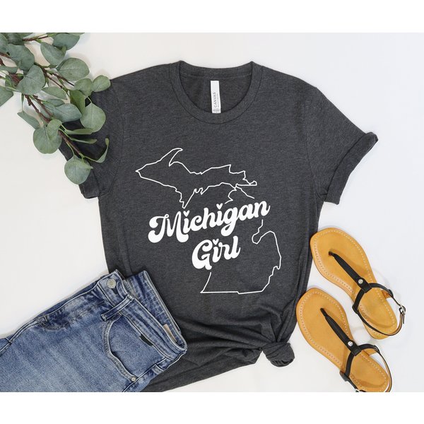 Michigan Girl Tshirt, Womens Michigan State Tee Shirt-image