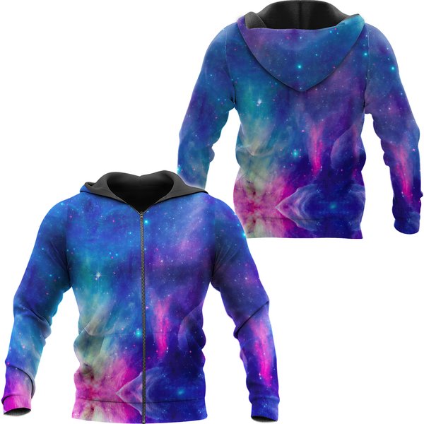 Frost Nebula Outer Space Galaxy Nebula Sherpa 3D Fleece Zip Hoodie-image