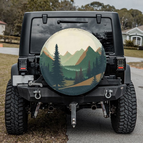 Nature Vintage Mountain Landscape Spare Tire Cover-image