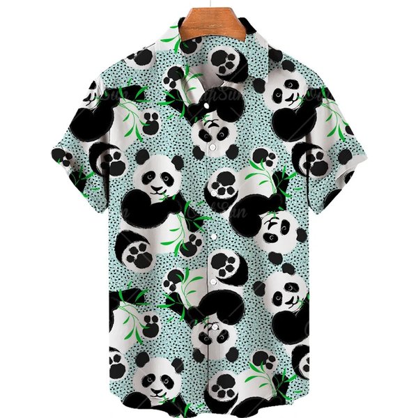 Mens Summer Hawaiian Cute Panda 3D Print Hawaiian Shirt-image