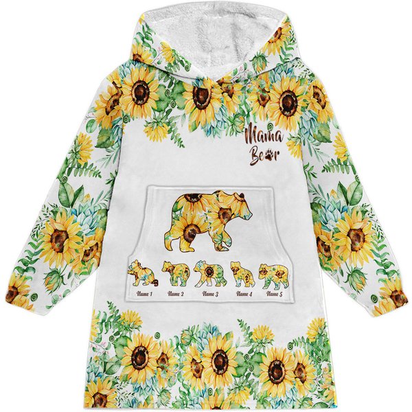 Mama Bear - Personalized Mother's Day Mother Blanket Hoodie-image