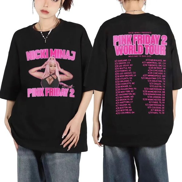 Rapper Nicki Minaj Graphic T Shirts Pink Friday 2 World Tour T-Shirt-image