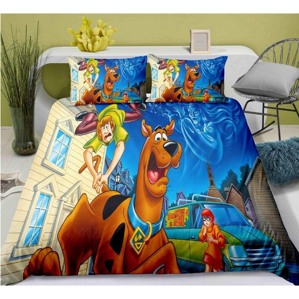 Scooby Doo Bedding Set Christmas Gift Quilt Cover Duvet Cover Pillowcase-image