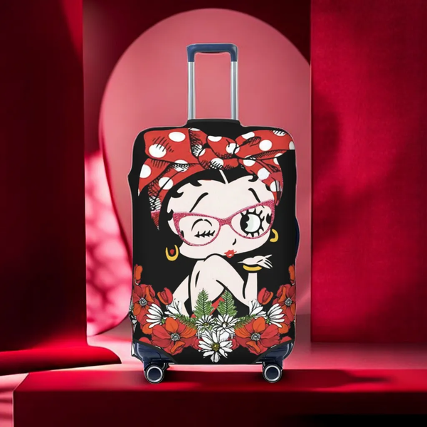 Cute Betty Boop And Flower Printed Luggage Cover-image