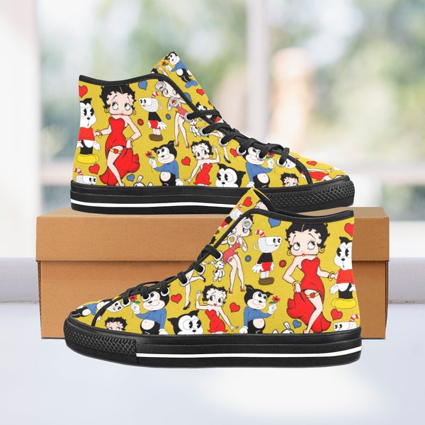 Betty Boop High Top Sneakers, Women's Canvas Shoes-image