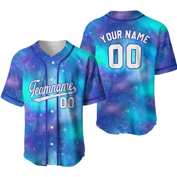 Custom Night Galaxy Space Pattern Baseball Jersey-image
