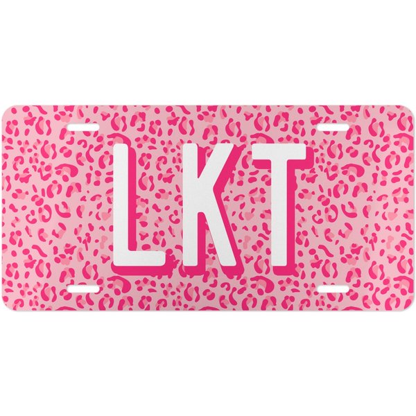 Pink Leopard Personalised Initial Front License Plate