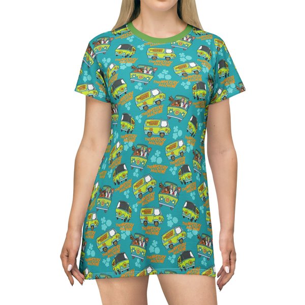 Scooby Doo T-shirt Dress, Cartoon Women's T-shirt Dress