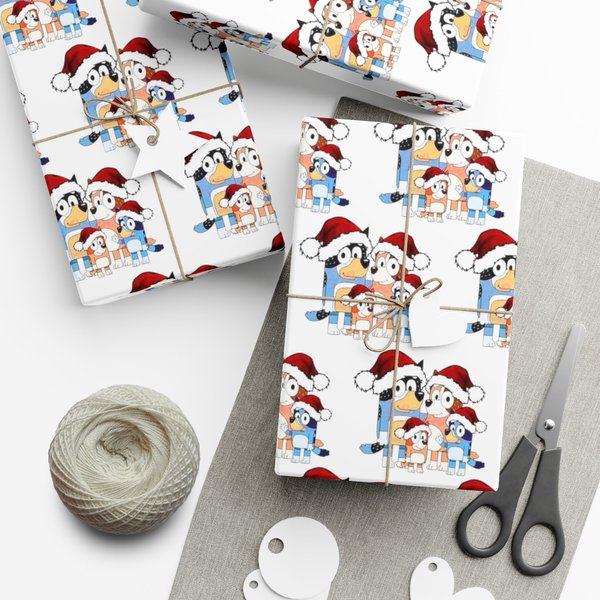 Blueydad And Family Santa Hat Christmas Holiday Gift Wrapping Papers-image