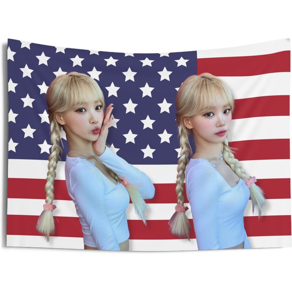 Le Sserafim Chaewon America Flag Tapestries-image