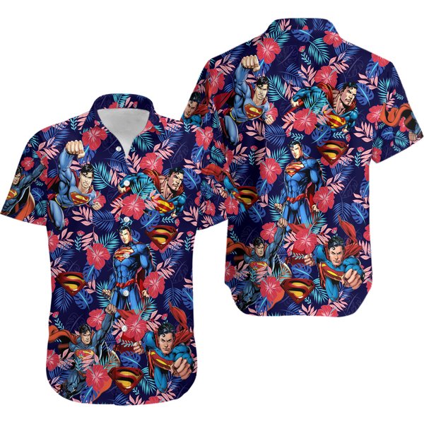 Superheroes Movie Fans Love Superman Tropical Summer Hawaiian Shirt-image