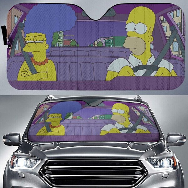 Funny Iconic The Simpsons Family Car Sunshade