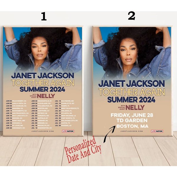 Custom Janet Jackson 2024 Together Again Spring And Summer 2024 Tour Poster-image