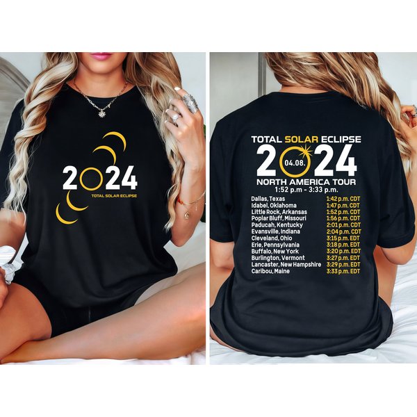 Total Solar Eclipse Shirt, North America Tour Shirt, April 8 2024, Twice In A Lifetime-image