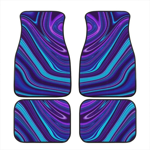 Liquid Marble Rave Car Floor Mats Set - Purple Aesthetic, Front And Back Floor Mats For Car