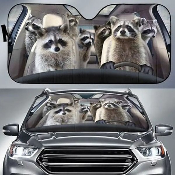 Raccoon Safe And Driver Auto Sun Shade-image