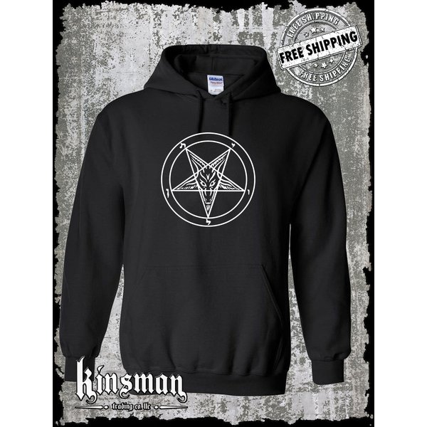 Baphomet Pentagram Hoodie Satanic Church Evil Punk Rock Occult Goat Skull 666 Hoodie