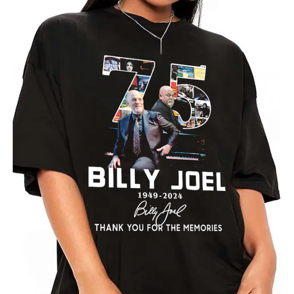 Billy Joel 75Th Anniversary 1949-2024 Shirt, Thank You Signature Shirt-image