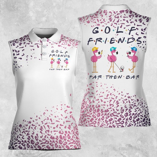 Golf Friends Par Then Bar Leopard Flamingo 3D Women Sleeveless Polo-image