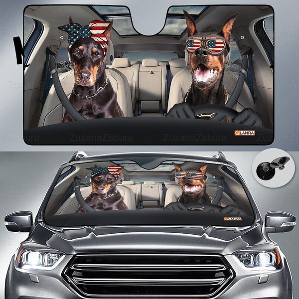 Doberman Funny Car Sun Shade-image