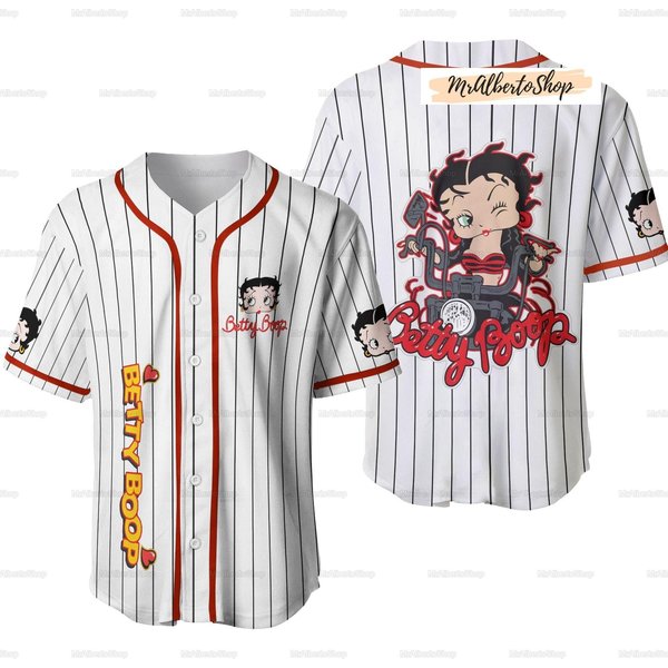 Betty Boop With Motorbike Baseball Jersey-image