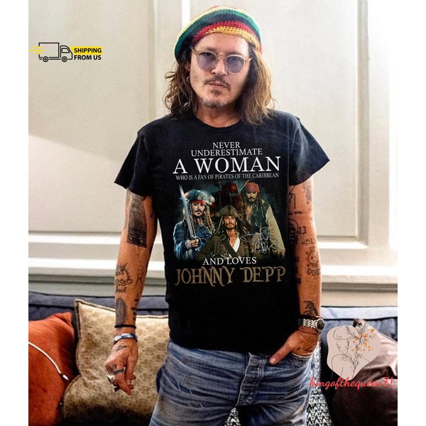 Johnny Depp T-Shirt, Never Underestimate A Woman Caribbean Shirt-image
