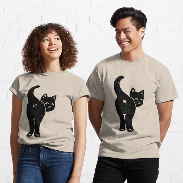 Hello Cat Butt Minimalist Black By Tobe Fonseca Classic T-Shirt-image
