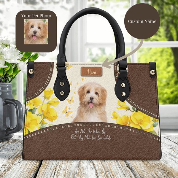 Personalized Dog Leather Bag, Dog Lover Handbag-image