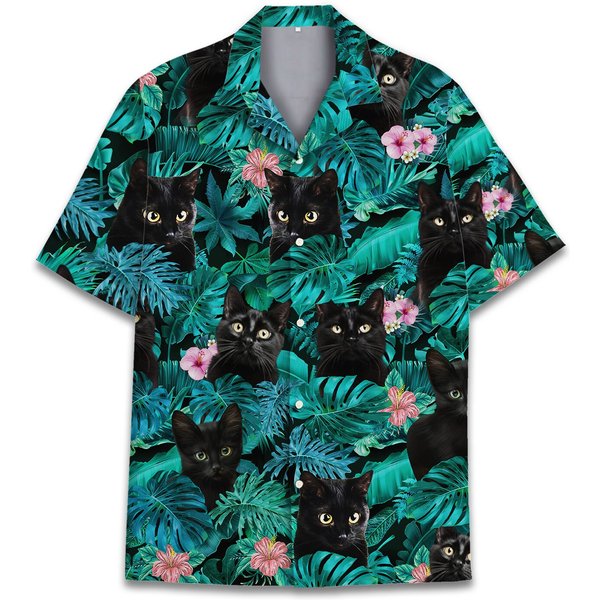 Tropical Cat Hawaiian Shirts For Men Women-image