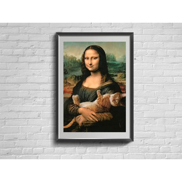Mona Lisa With A Cat Premium Matte Vertical Posters-image