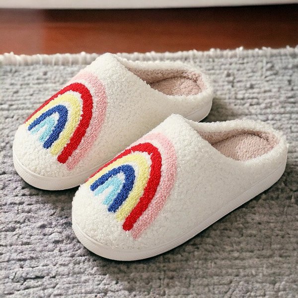 Cozy Rainbow Slippers | Indoor Warm Slippers For Winter-image