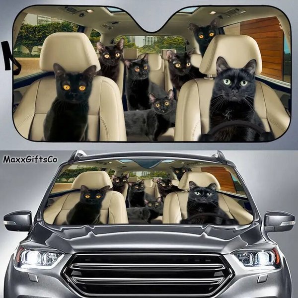 Bombay Cat Car Sun Shade, Bombay Cat Windshield, Cats Family Sunshade-image
