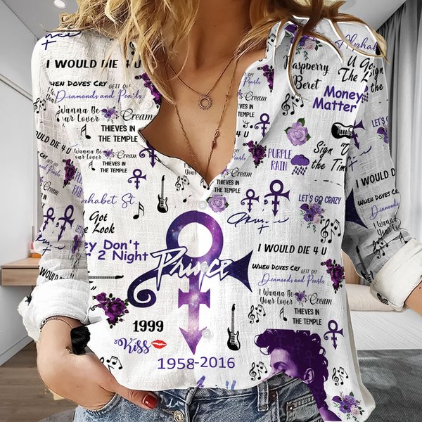 Prince Pur Rain Women Casual Shirt, Music Women Blouses-image
