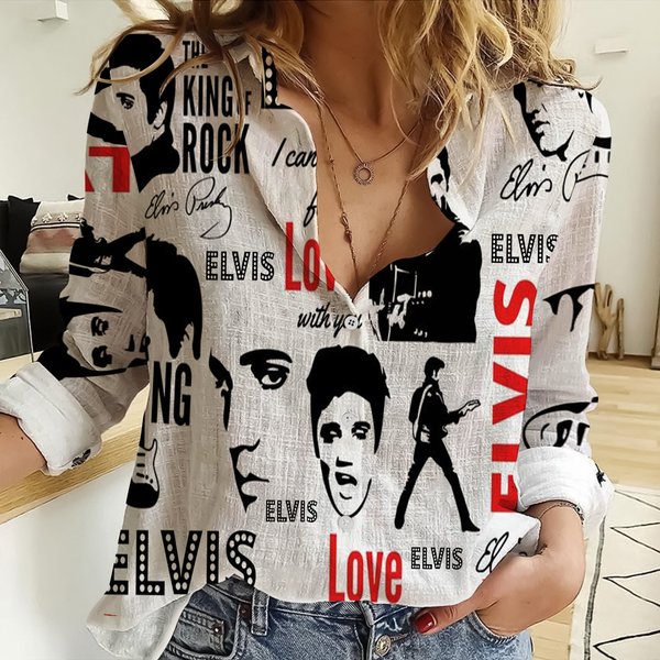 The King Of Rock Elvis Presley Women Casual Shirt, Music Women Blouses-image