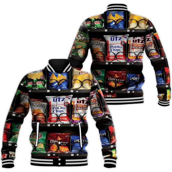 Snack, Chocolate Bar Group Halloween Baseball Jacket-image