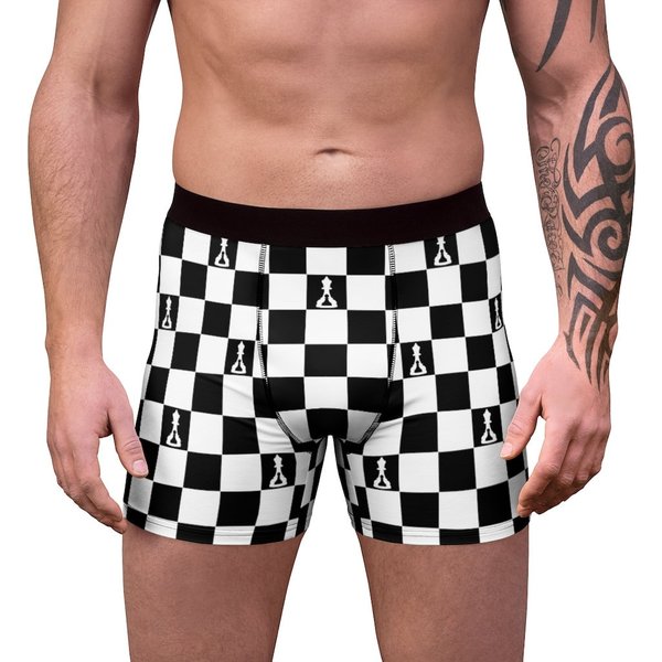 Men's Boxer Briefs Underwear Black And White Checker
