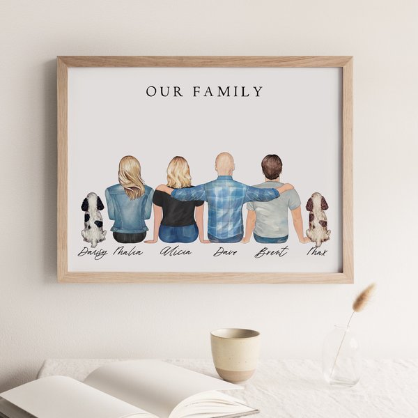 Custom Family Portrait Posters, Mothers Day Gift, Personalized Family Art Decor-image