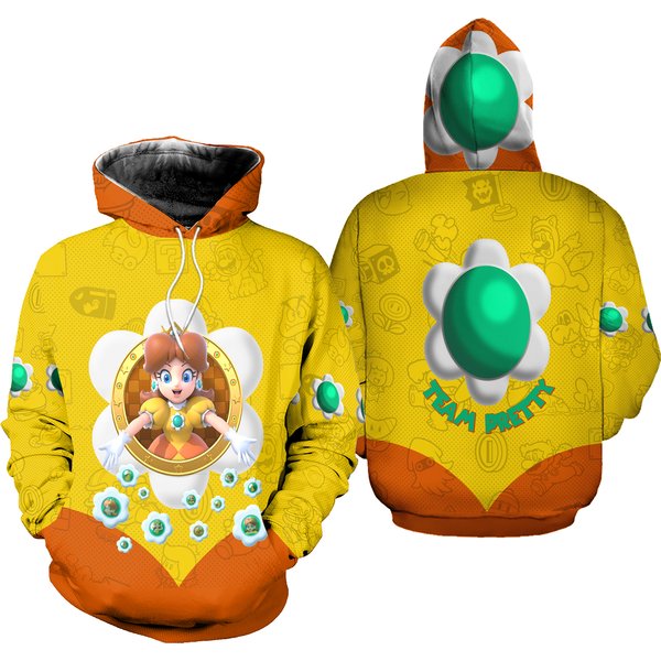 Hoodie Game 3D Printed Princess Super Game Daisy 3D Hoodie-image