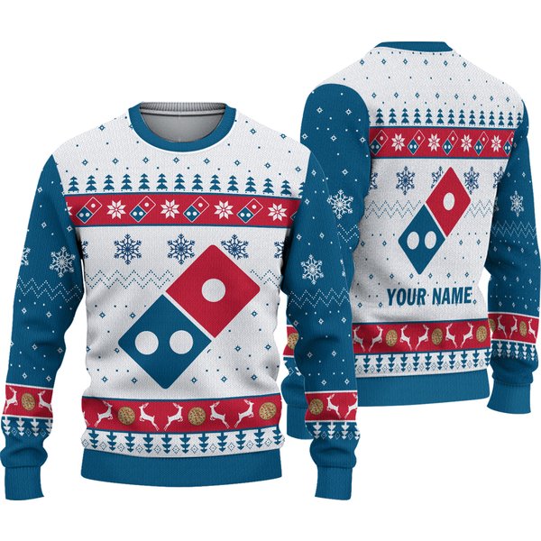 Personalized Domino's Pizza Food Christmas Ugly Sweater-image