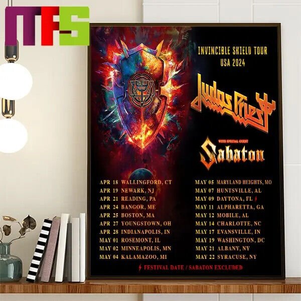 Judas Priest Invincible Shield Tour Usa 2024 Tour Poster-image