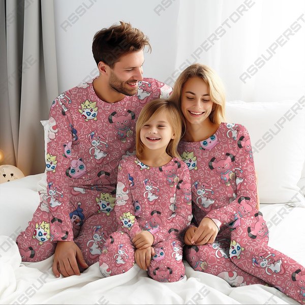 Jigglypuff Sylveon Kawaii Family Pajamas Anime Christmas Pajamas Set-image